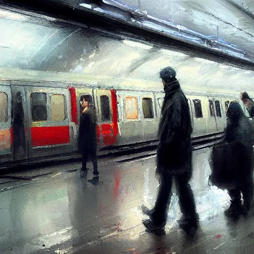 Image similar to toronto ttc subway painting by jeremy mann