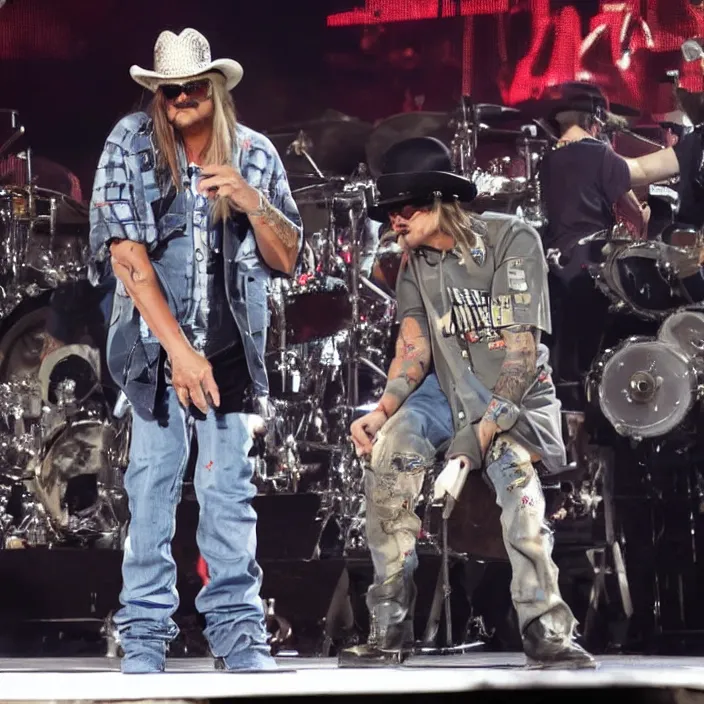 Prompt: kid rock dropping a deuce on stage realistic, movie still, 8 k,