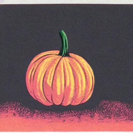 Image similar to a vintage risograph of a pumpkin