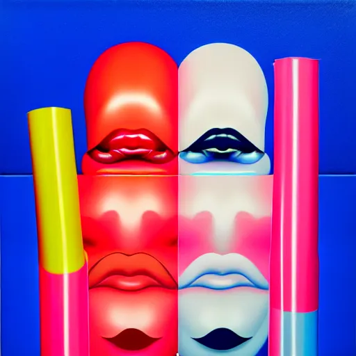 Prompt: lips on plastic straw by shusei nagaoka, kaws, david rudnick, airbrush on canvas, pastell colours, cell shaded, 8 k