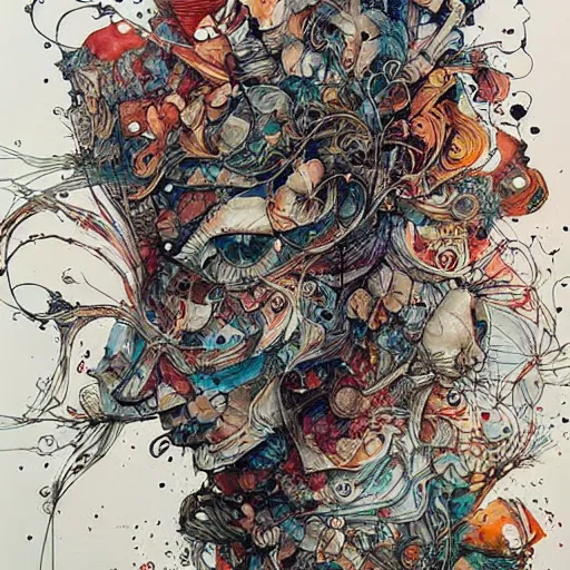 Image similar to pour painting art, watercolor, pen and ink, intricate lines, elegant, extreme detail, smooth, sharp focus, art by james jean