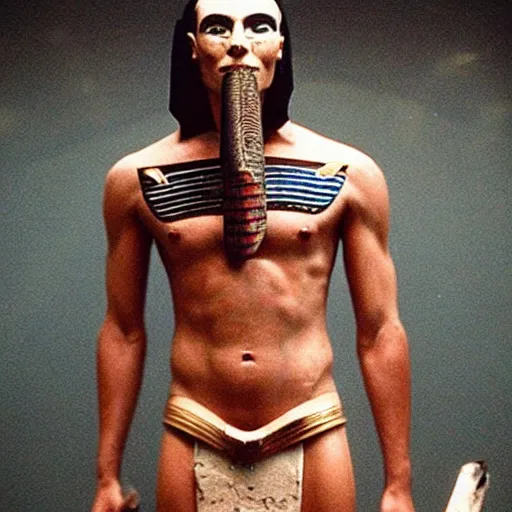 Image similar to An egyptian pharaoh as The American Psycho