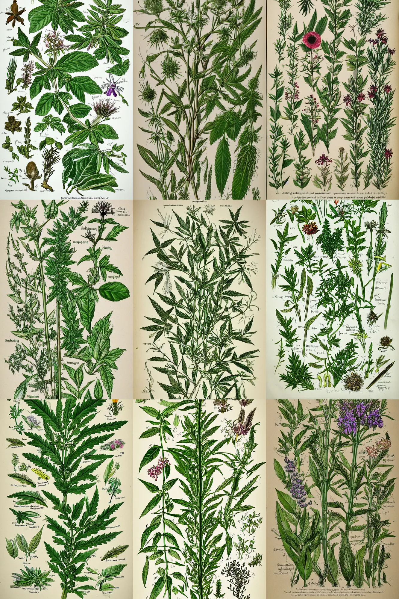 Prompt: magical and medicinal plants, illustrated from nature. highly detailed botanical field sketches