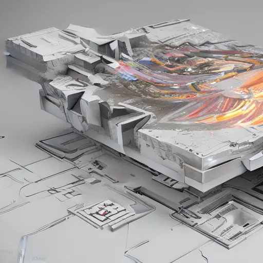 Image similar to sci-fi motherboard structure on the coronation of napoleon painting and digital hologram in the middle, unreal engine 5, keyshot, octane, artstation trending, ultra high detail, ultra realistic, cinematic, 8k, 16k, in style of zaha hadid, in style of nanospace Michael Menzelincev artstation, in style of Lee SOUDER artstation, colors in style of Blade Runner 2049, in plastic, dark, tilt shift,