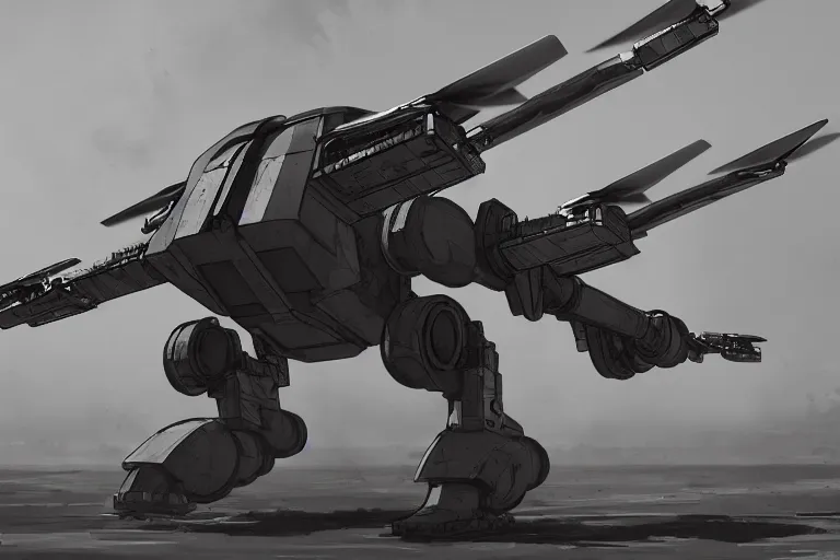 Prompt: military flying drone mecha, futuristic, apocalyptic, by jon aaron kambeitz, katsuhiro otomo, heng z, concept art, insanely detailed, raytracing, octane, unreal engine, trending on artstation