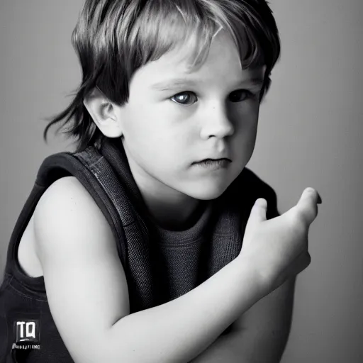 Prompt: A 35mm photograph of Thor as a kid, high details, medium shot, studio lighting