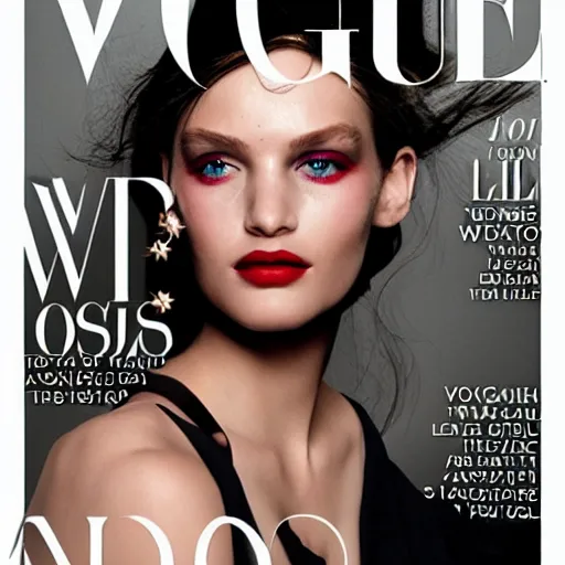Image similar to vogue magazine cover September issue fashion celebrity lighting, graphic design