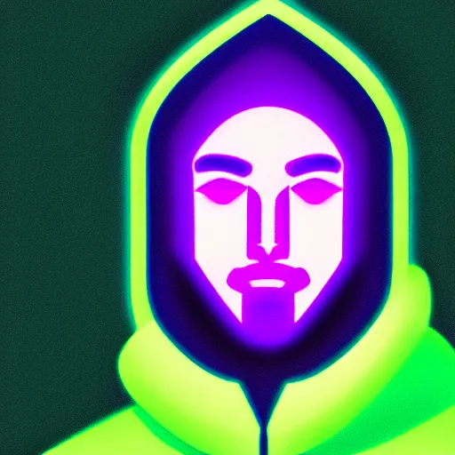 Image similar to portrait of a programmer with green hood by ross tran, neon light