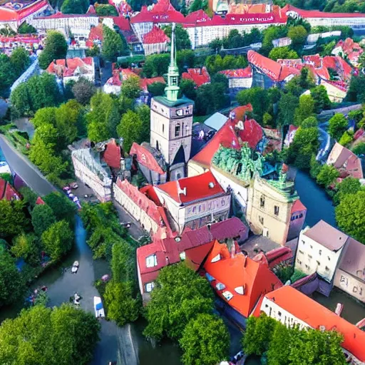 Prompt: Aerial photography of Hradec Kralove