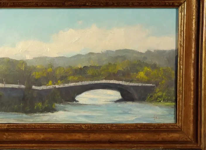 Prompt: an oil painting of a bridge