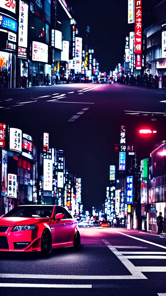 Image similar to a car drift spec BN-sports JZX100 in middle of road, shibuya prefecture, city sunset street lights, cinematic color, photorealistic, highly detailed