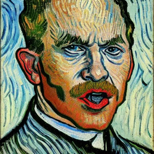 Image similar to portrait of benjamin netanyahu screaming, by vincent van gogh, high quality, highly detailed, photorealistic lighting