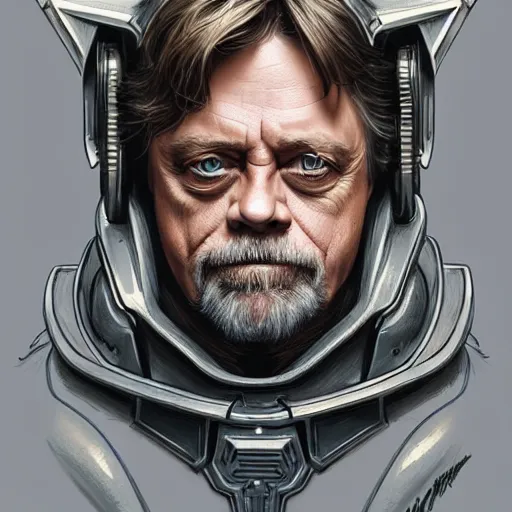 Prompt: Mark Hamill in a Power Armor, western, D&D, fantasy, intricate, elegant, highly detailed, digital painting, artstation, concept art, matte, sharp focus, illustration, art by Artgerm and Greg Rutkowski and Alphonse Mucha