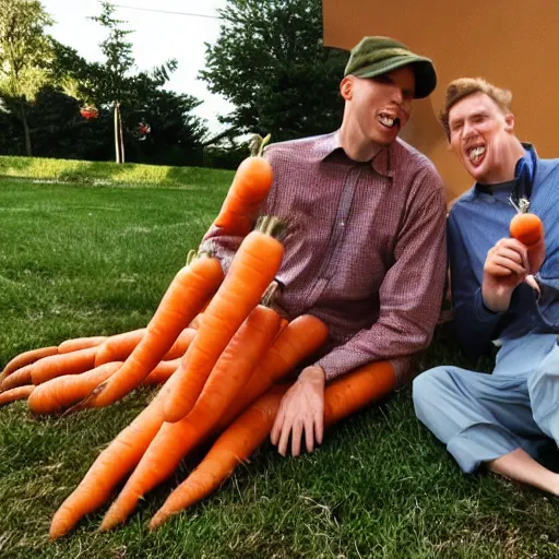 Image similar to jerma 9 8 5 and bugs bunny eating carrots together