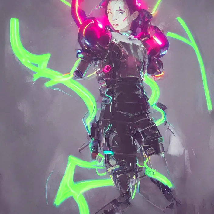 Image similar to a beautiful! bjork model, wearing futuristic cyber leather dress with faint articulated glowing neon colored lights, jrpg aztec street fashion, gapmoe yandere grimdark, trending on pixiv fanbox, painted by greg rutkowski makoto shinkai takashi takeuchi studio ghibli, akihiko yoshida