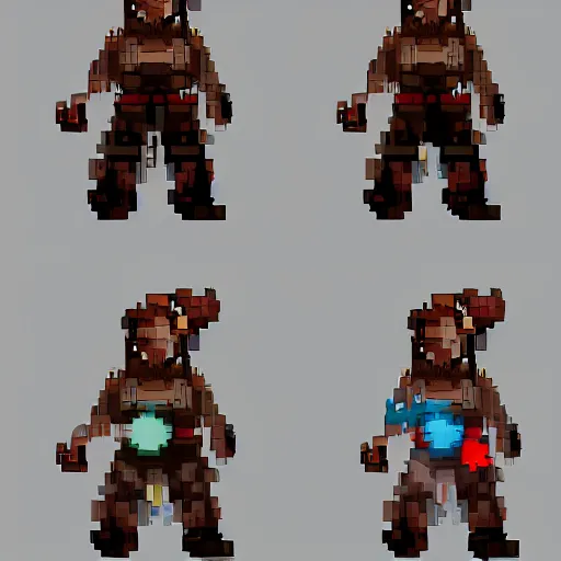 Prompt: concept art for a magic mechanic, character design, artstation trending # pixelart