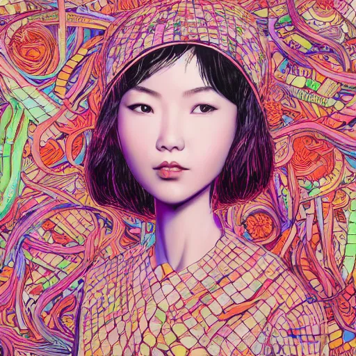 Prompt: the portrait of an incredibly cute and sophisticated vietnamese woman partially made of onions of all colors, an ultrafine detailed illustration by james jean, final fantasy, intricate linework, bright colors, behance contest winner, vanitas, angular, altermodern, unreal engine 5 highly rendered, global illumination, radiant light, detailed and intricate environment