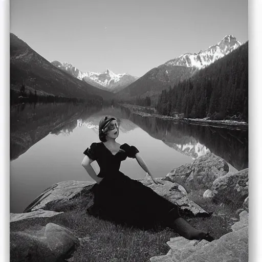 Prompt: a portrait of 2B in a scenic environment by ansel adams