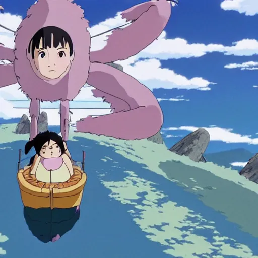 Prompt: still from studio ghibli spirited away, animated movie, nauusica valley of the wind