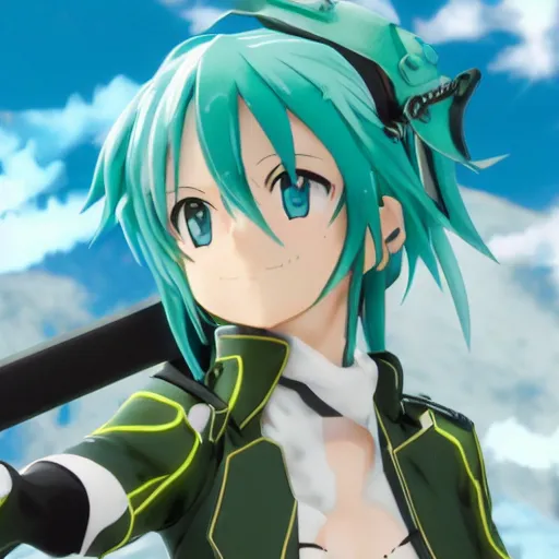 Image similar to sinon from sword art online 4k detailed