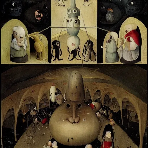 Prompt: hieronymus bosch's spirited away