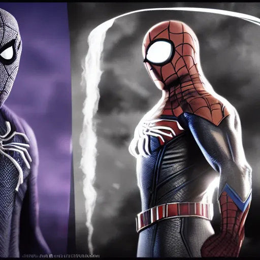 Prompt: character portrait of Spidermaan and MoonKnight from MCU, 4k, highly detailed, cinematic lighting, characters merged