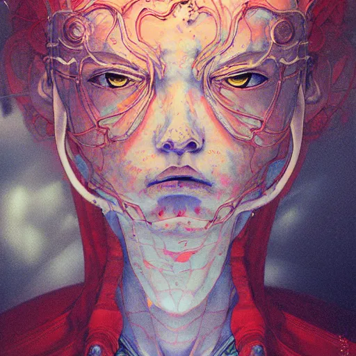 Image similar to prompt : figurative unique features portrait soft light painted by james jean and katsuhiro otomo and erik jones, inspired by akira anime, smooth face feature, intricate oil painting, high detail illustration, sharp high detail, manga and anime 1 9 9 9