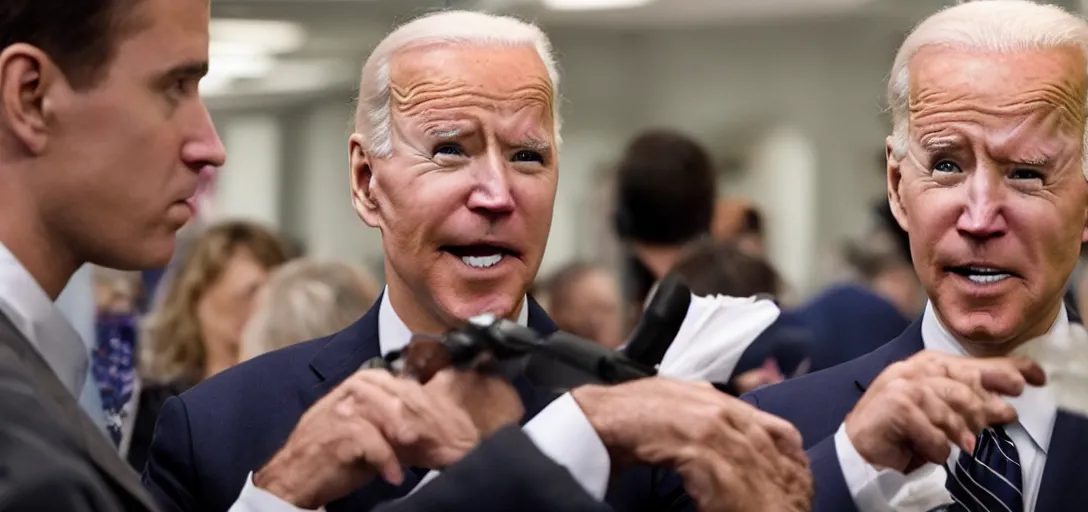 Image similar to Shot from the award-winning film Joe Biden Stock Market Man 10 million dollar budget,