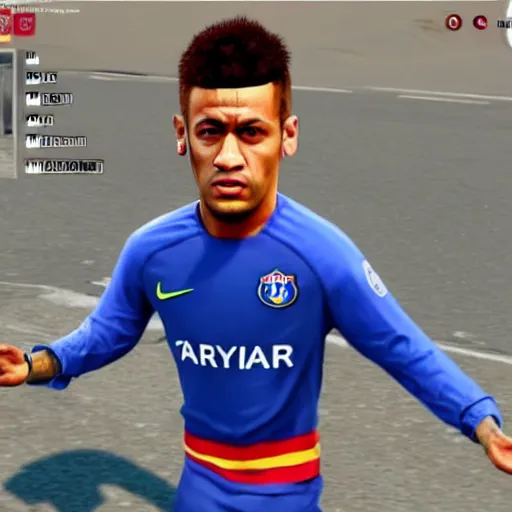 Image similar to a screenshot of neymar in gta. 3 d rendering. unreal engine. amazing likeness. very detailed. cartoon caricature