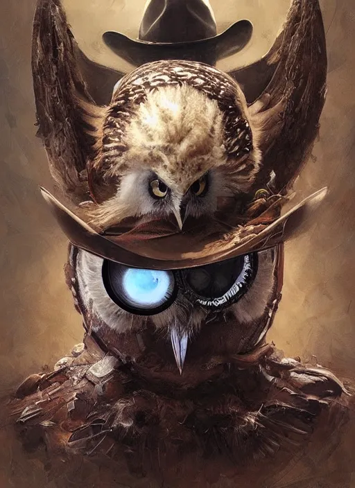 Prompt: owl in a cowboy hat and eye mask disguise, marvel comics, dark, intricate, highly detailed, smooth, artstation, digital illustration by Ruan Jia and Mandy Jurgens and Artgerm and Wayne Barlowe and Greg Rutkowski and Frank Frazetta