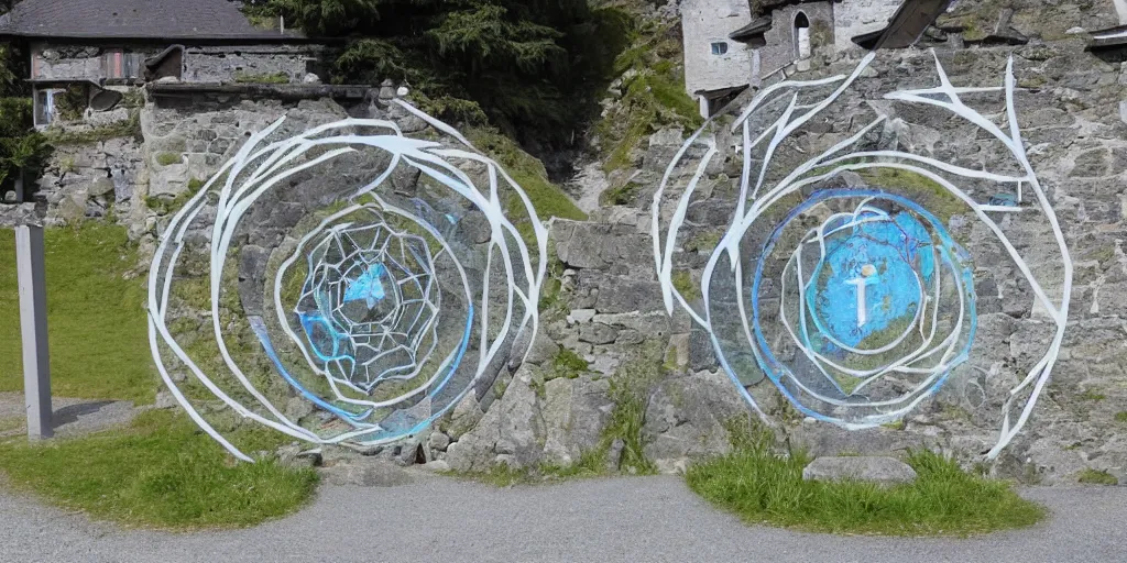 Prompt: A leyline portal in switzerland