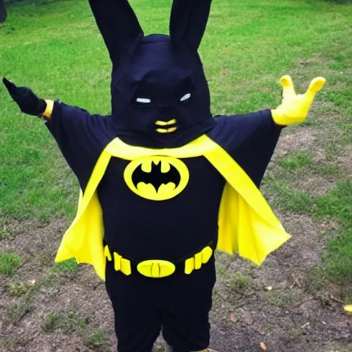 Image similar to rabbit dressed as batman