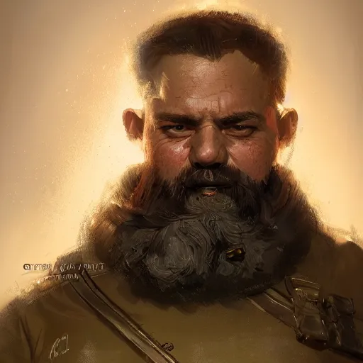 Image similar to a portrait of army dwarf, intricate, headshot, highly detailed, digital painting, artstation, concept art, sharp focus, cinematic lighting, illustration, art by greg rutkowski, cgsociety