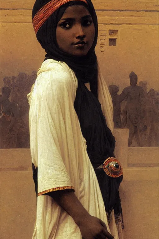 Image similar to black woman in an egyptian costume, painting by william adolphe bouguereau