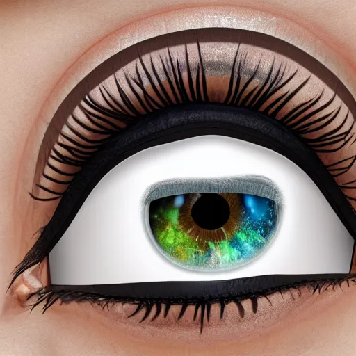 Image similar to ultra realistic eye, m in the middle, love style, 8 k resolution, detailed,