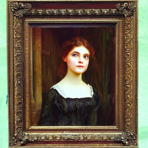 Prompt: photo of young woman by arthur hughes