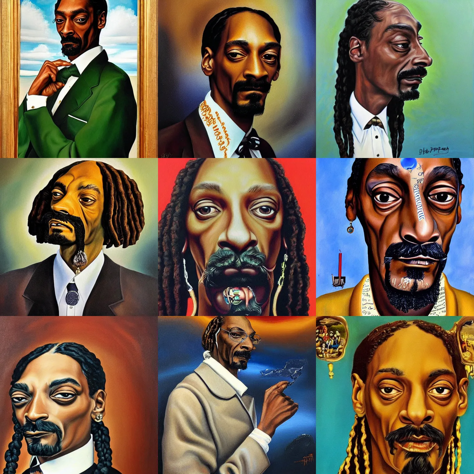 Prompt: portrait of snoop dogg, detailed painting by salvador dali