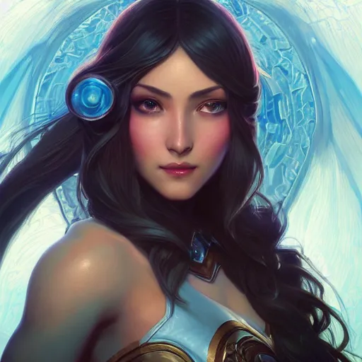 Image similar to perfectly - centered - portrait of irelia from league of legends, intricate, highly detailed, digital painting, artstation, concept art, smooth, sharp focus, illustration, unreal engine 5, 8 k, art by artgerm and greg rutkowski and alphonse mucha