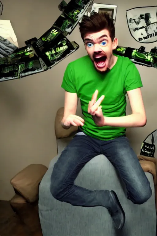 Image similar to Jacksepticeye screaming at the top of his voice