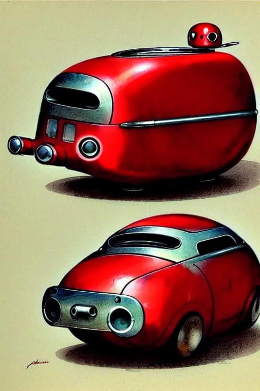 Image similar to ( ( ( ( ( 1 9 5 0 s retro future android robot fat robot toaster mouse wagon. muted colors., ) ) ) ) ) by jean - baptiste monge,!!!!!!!!!!!!!!!!!!!!!!!!! chrome red