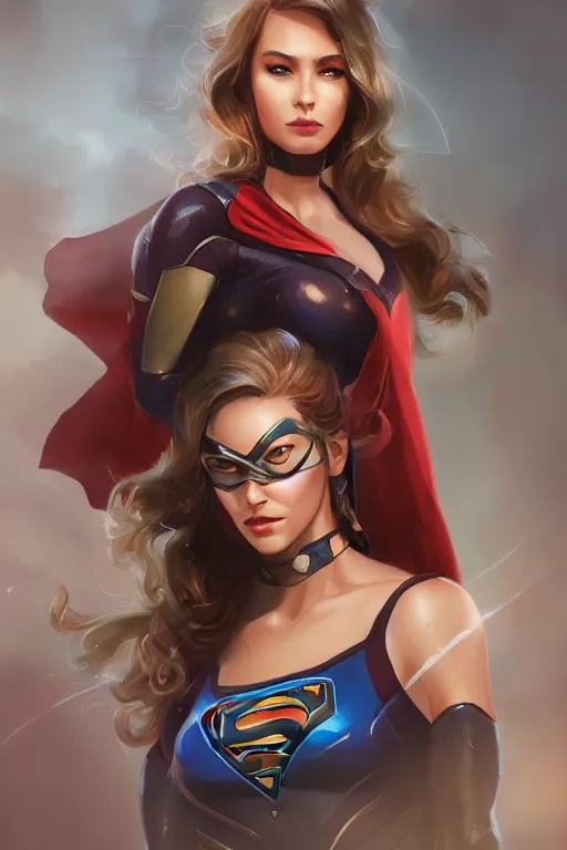 Image similar to three quarters portrait pose of a beautiful woman,super heroine costume,super powers,heroic pose, elegant, highly detailed, digital painting, artstation,shining, illustration, art by Stanley Lau