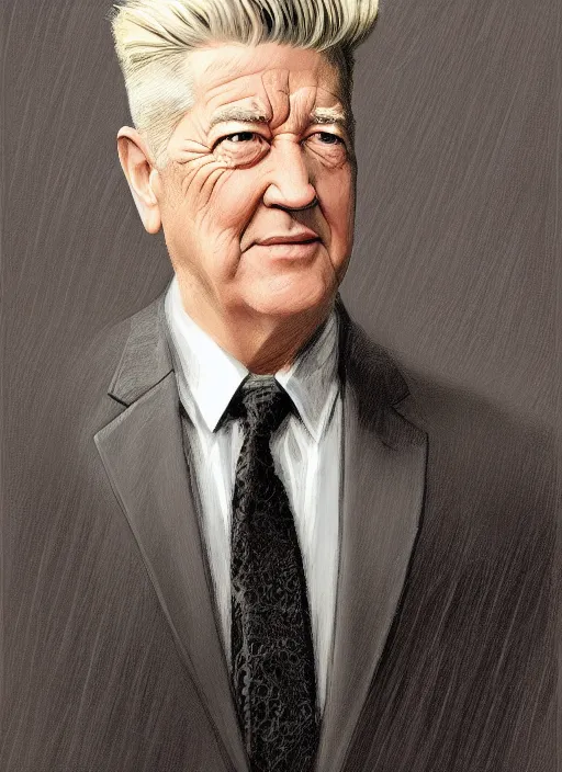 Image similar to portrait of david lynch, highly detailed, centered, solid color background, digital painting, artstation, concept art, smooth, sharp focus, illustration, artgerm, donato giancola, joseph christian leyendecker, les edwards, ed repka, wlop, artgerm