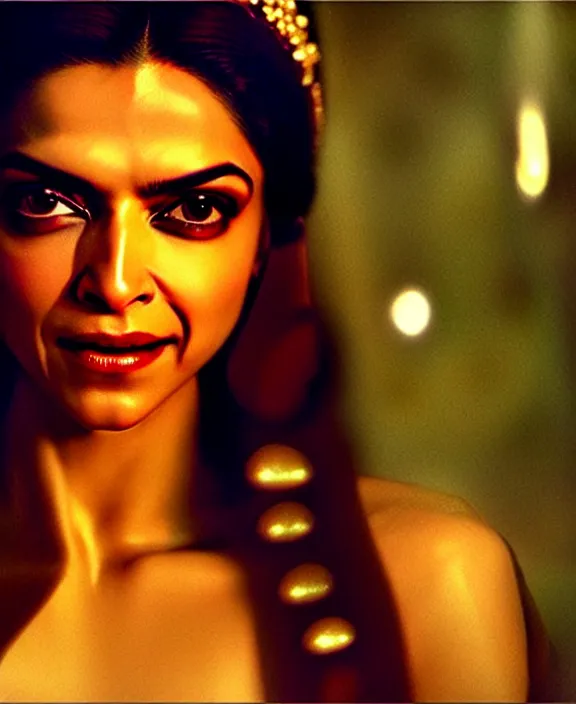 Image similar to cross-processed film still of beautiful Deepika Padukone dressed as an ancient Greek goddess looking at the camera with beautiful eyes. complex detailed film still at 16K resolution and amazingly epic visuals. epically luminous image. amazing lighting effect, image looks gorgeously crisp as far as it's visual fidelity goes, absolutely outstanding image. perfect film clarity. amazing film quality. iridescent image lighting. Criterion collection. gloriously cold atmosphere. mega-beautiful pencil image shadowing. beautiful face. 16k upscaled image. soft image shading. soft image texture. intensely beautiful image. large format picture.