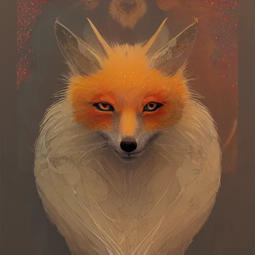 Prompt: a detailed portrait of a wizard fox, by victo ngai and greg rutkowski, digital art, realistic painting, very detailed, fantasy, dnd, character design, trending on artstation