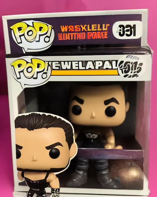 Image similar to wrestler Funko Pop. Photographic, photography