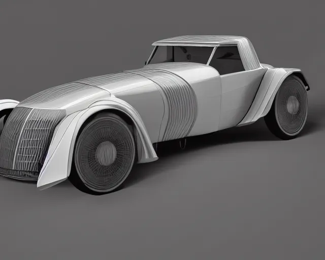 Prompt: 1 9 2 0 s art deco sports car, luxurios, concept car, high speed, unreal engine 5, 3 d render