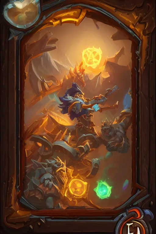 Image similar to card template, picture frame, hearthstone card game art frame, art piece frame, bright masterpiece artstation. 8 k, sharp high quality artwork in style of jose daniel cabrera pena and greg rutkowski, concept art by tooth wu, blizzard warcraft card game, magic the gathering art, hearthstone card game,