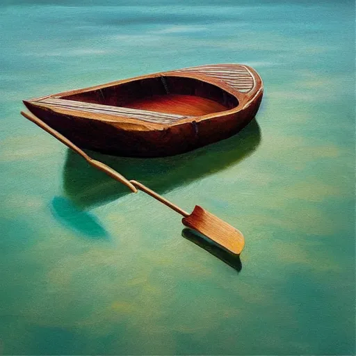 Prompt: a broken wooden harp floating in the ocean, realistic oil painting, album cover, detailed