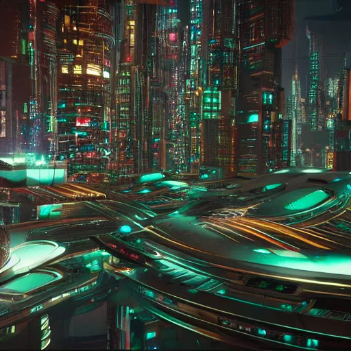 Image similar to photo of a futuristic city in a dystopian future made of electronic components. Very detailed 8k. Unreal engine 5 render with nanite, global illustration and path tracing. Cinematic post processing.