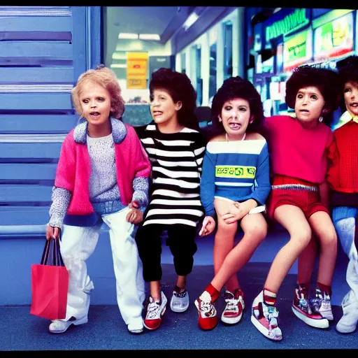 Prompt: 8 k uhd photos of 1 9 8 8 kids watched television ads in front of television store, 8 k uhd details, vogue, candid.